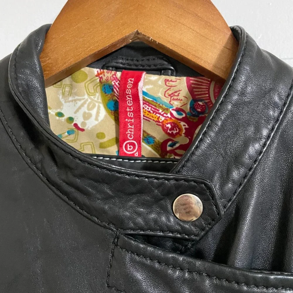 Bod & Christensen Black Leather Biker Jacket - Picture 3 of 12